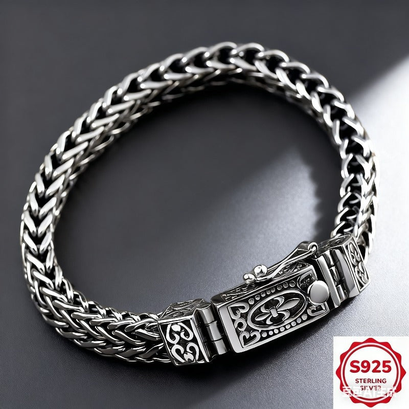S925 Silver 's Bracelet Bracelet, Hand-woven Design, Punk Style Fashion Bracelet, Silver Bracelet, 's Birthday Gift Jewelry, Father's Day Gift, Boyfriend Gift, Birthday Gift, Perfect Gift for Boys, Perfect for Daily Wear, for
