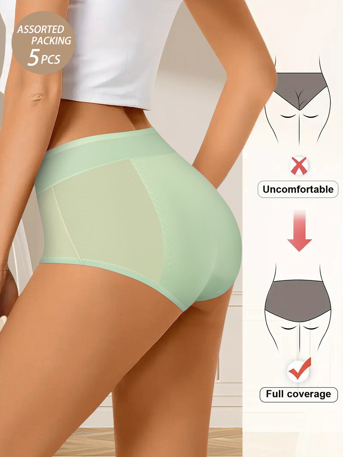 Set of 5 Comfortable And Breathable Elastic Underwear - Provides Strong Support, Stylish And Breathable, Soft And Flexible Fit, Elegant Summer Triangle Design