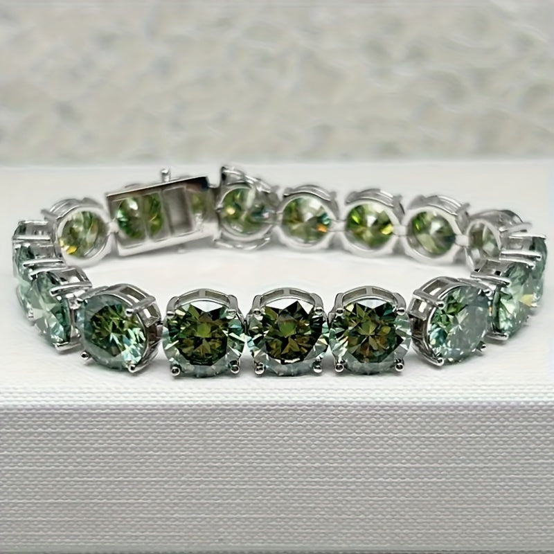 1pc S925 925 Silver 85 carat green Moisanne for moms, dads, wives and daughters, perfect for Casual Attire, Father's Day, Valentine's Day, parties, personality, creativity, holidays, weddings and banquets