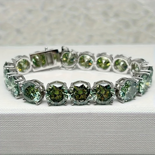 1pc S925 925 Silver 85 carat green Moisanne for moms, dads, wives and daughters, perfect for Casual Attire, Father's Day, Valentine's Day, parties, personality, creativity, holidays, weddings and banquets