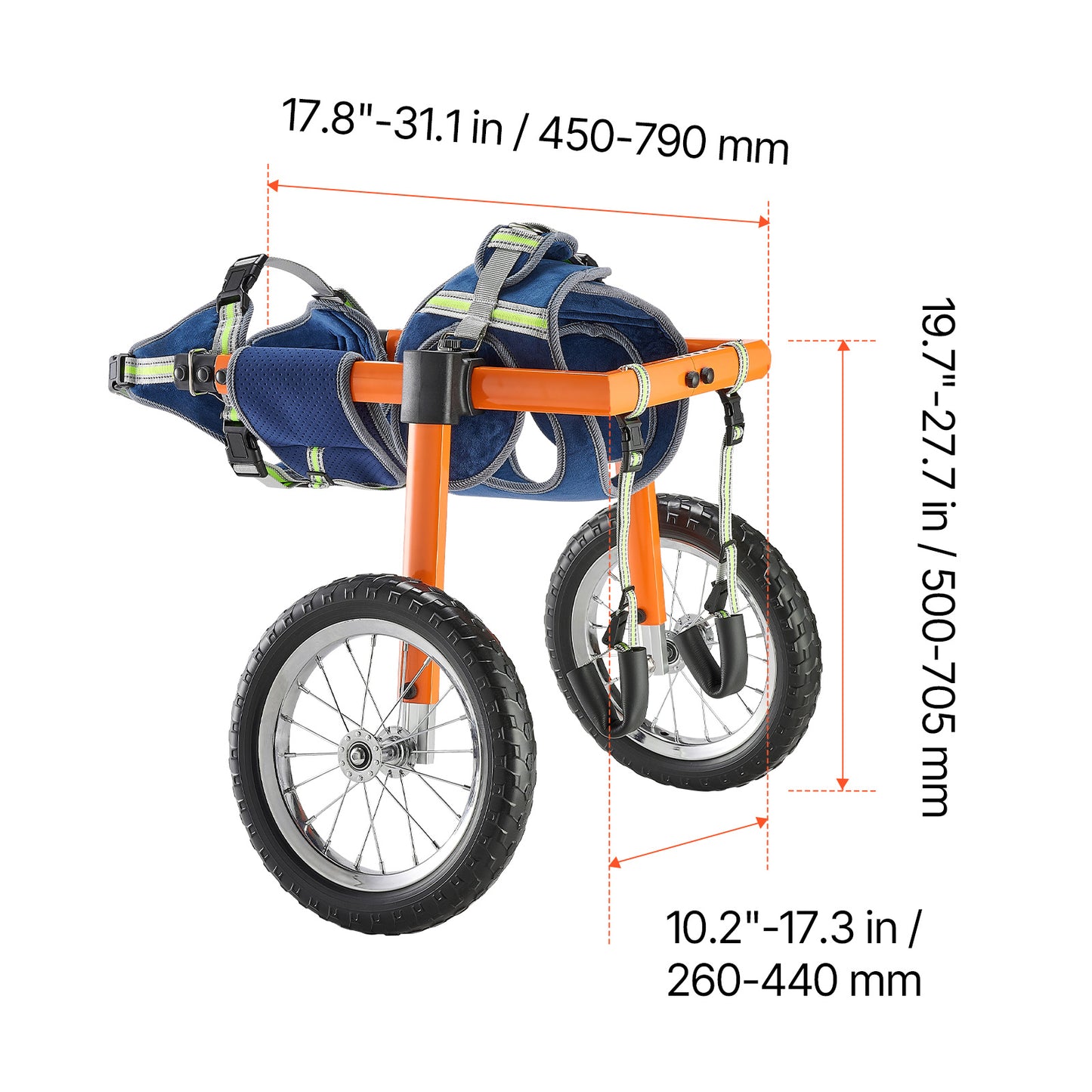 VEVOR Dog Wheelchair for Back Legs, Lightweight 2 Wheels Pet Wheelchair, Height, Width & Length Adjustable, Dog Cart with Shock-Absorbing Wheels, for Injured, Disabled Dogs 35-48 lbs / 48-88 lbs, Medium/Large-Size