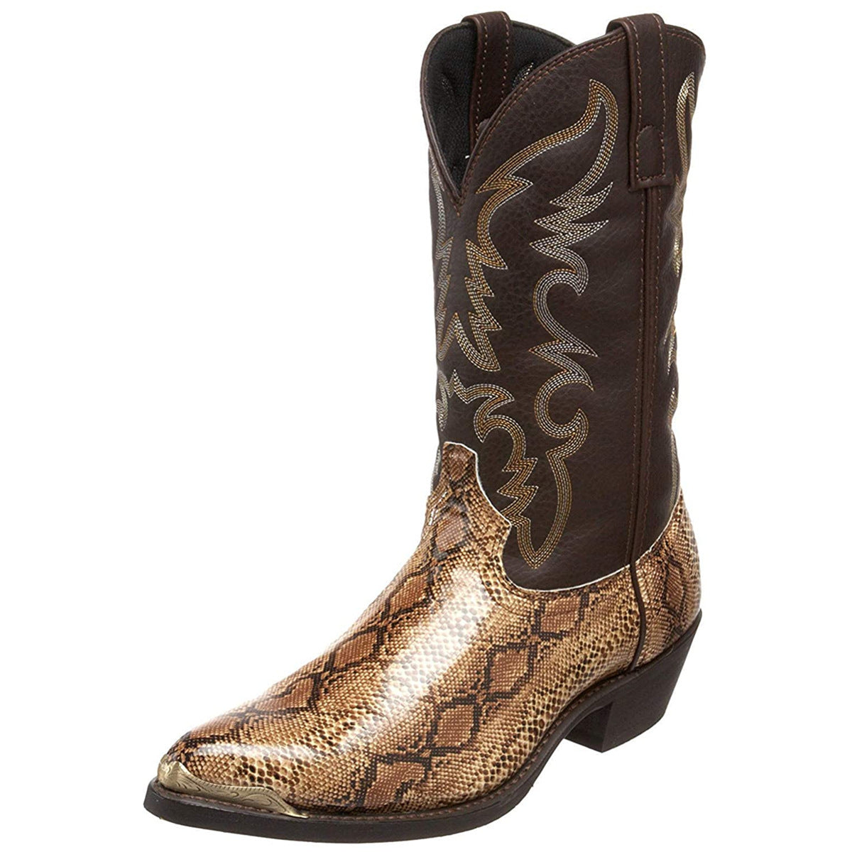 Aofu Shoes 6081 High Heel Western Cowboy Boots Couple European and American Men and Women 38-48 Metal Toe Decoration, Boots for Women, Sparkly Cowgirl Boots, Plus Size Boots, Square Toe Boots for Women, Chunky Boots for Women