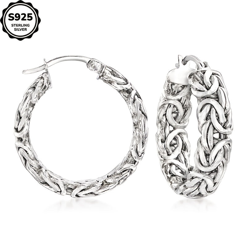 A Pair Of 925 Sterling Silver RingEarrings, Handmade, Luxury Fashion, Women'S Earrings, Women'S Jewelry, Birthday Gifts, Anniversaries, Various Festivals, Special Occasions, ' Stylish Jewelry, Contains A Beautiful Gift Box