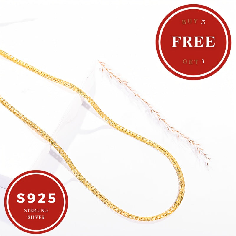 18K gold plated 18K gold plated-plated Necklace, 925 Sterling Silvery Golden Snake Bone Necklace, Fashionable Teenager'S And Teenager'S Necklaces, Party Gifts, Birthday - Festival Gifts For Boyfriends And Girlfriends, Wives,