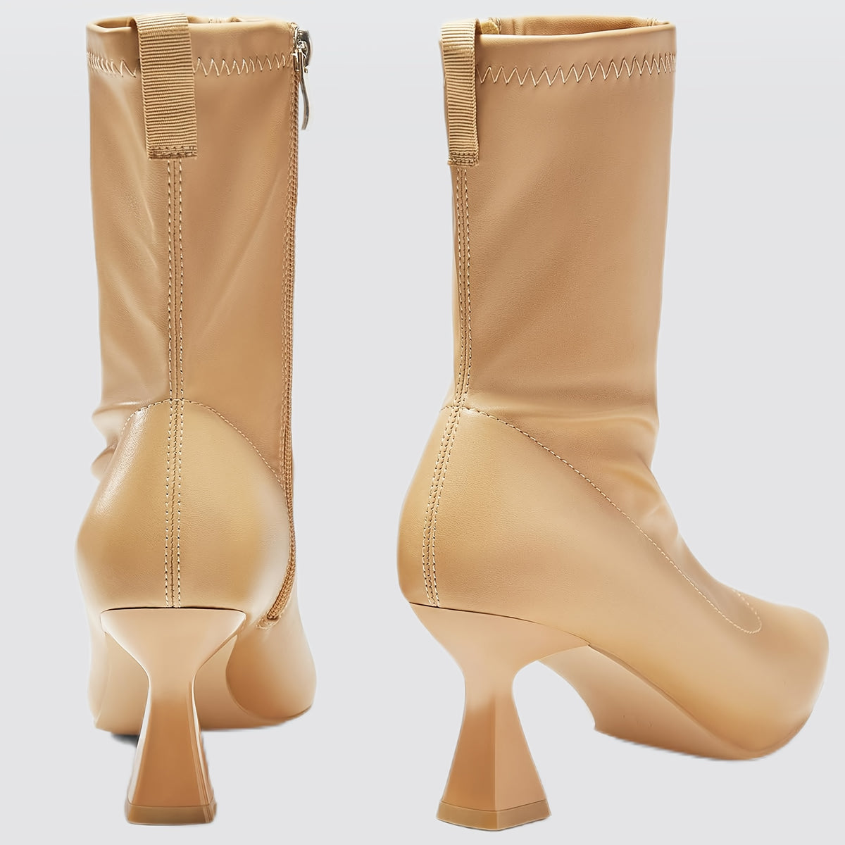 Elegant Women's Ankle Boots - Pointed Toe, Low Kitten Heel, Side Zipper Closure, Faux Cover Upper, Ideal for Office and Casual Wear, Casual Chic Footwear | Elegant Pointed Boots | Faux Cover Boots