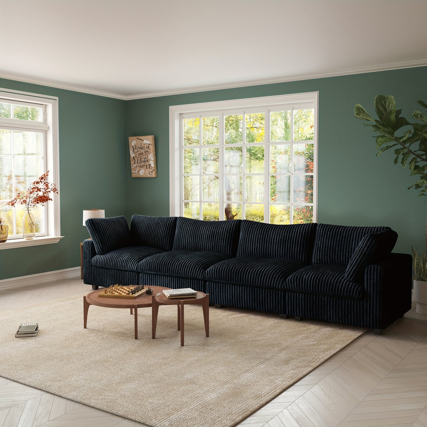 157" Modular Sectional Sofa For Living Room, 4 Seater Oversized Cloud Sectional Couch, Sofa Covers Removable, Modern Comfy Convertible Sleeper Sofas For Living Room