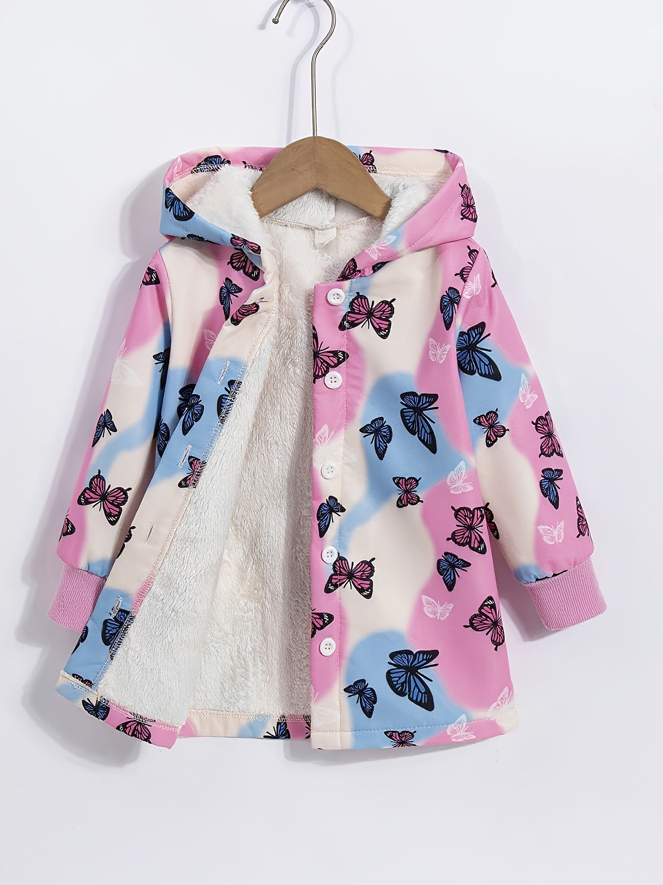 1pc Girls' Winter Coat - Long Sleeve Hooded Jacket with Front Button Closure, Non-Stretch Fabric for Cold Weather, School, Hiking, Everyday - Easy-to-Wear Outerwear for Girls (Random Color: Brown/Blue/Black/White/Pink/), Hiki