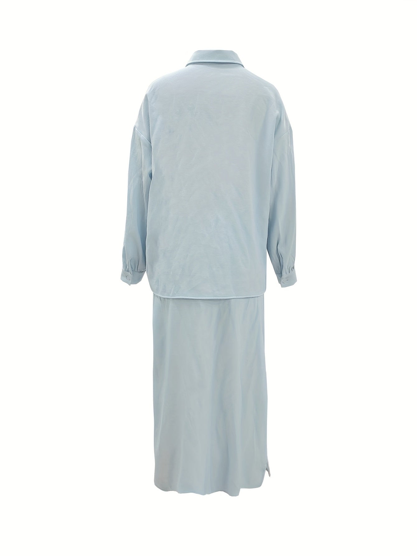 Self-Directed, Elegant And Fashionable Solid Color Shirt And Skirt Set for Spring And Summer