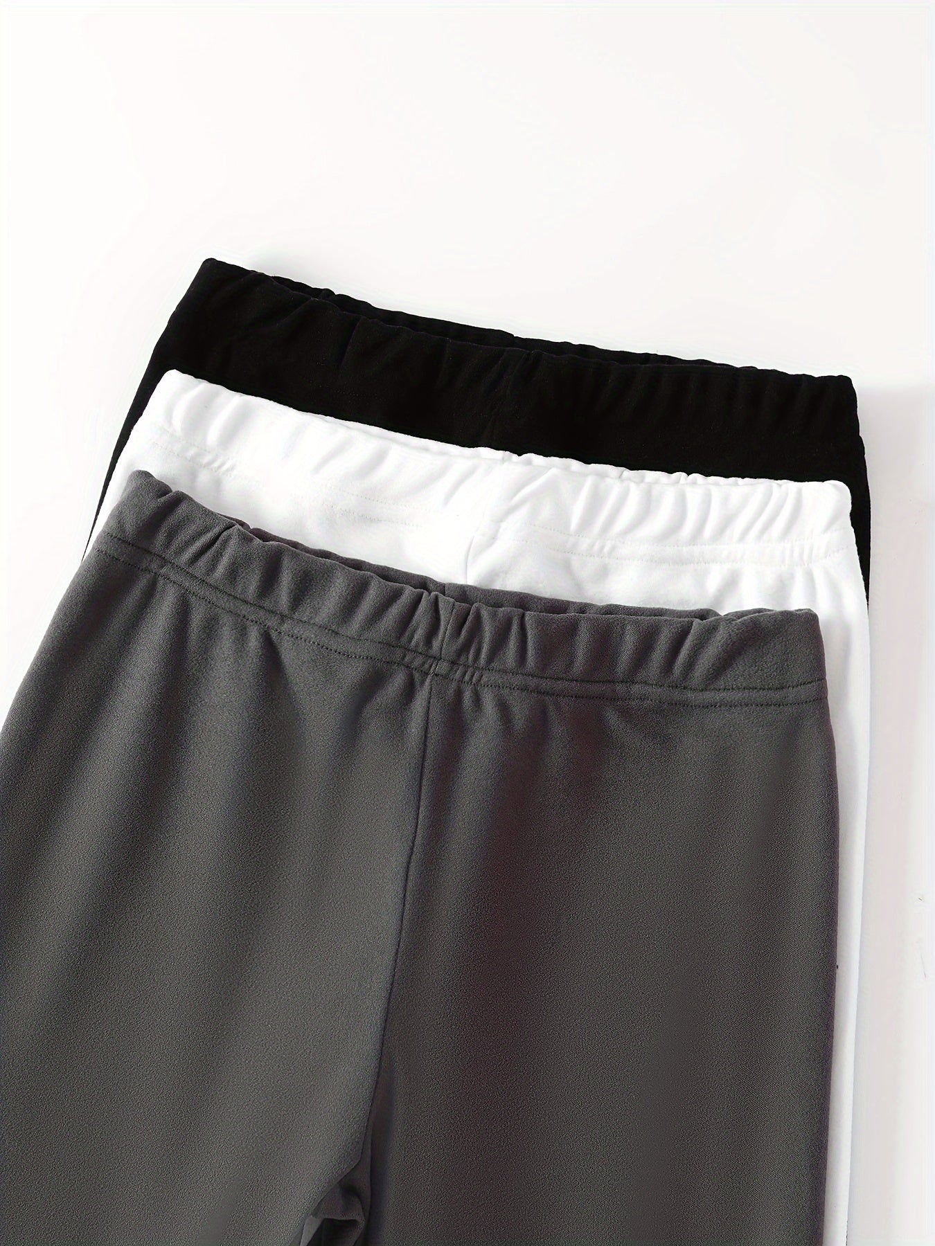 Gray 1pc Fleece Thermal Long Sleeve T-Shirt and Solid Color Pants Set for Kids