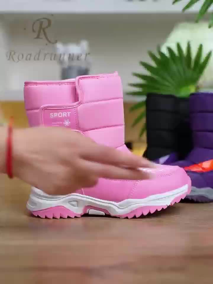 CHTAPPILIAR Girls' Winter Snow Boots - Pink Fleece-Lined Warm Winter Boots with Tassel Accent, High-Top Round Toe & Hook-and-Loop Closure, Cute Winter Boots