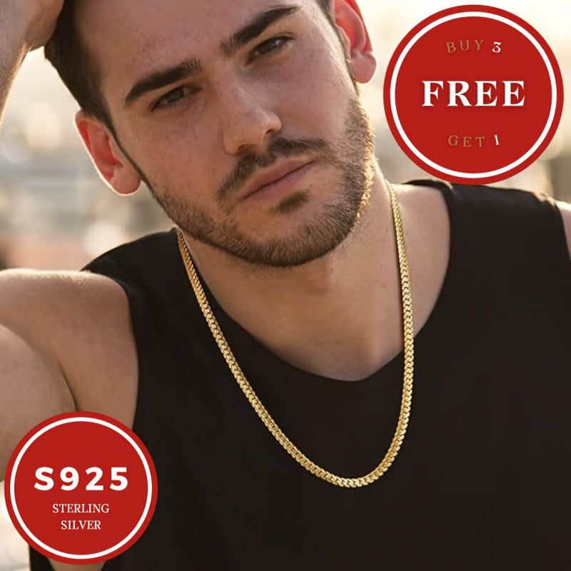 18K gold plated 18K gold plated-plated Necklace, 925 Sterling Silvery Golden Snake Bone Necklace, Fashionable Teenager'S And Teenager'S Necklaces, Party Gifts, Birthday - Festival Gifts For Boyfriends And Girlfriends, Wives,