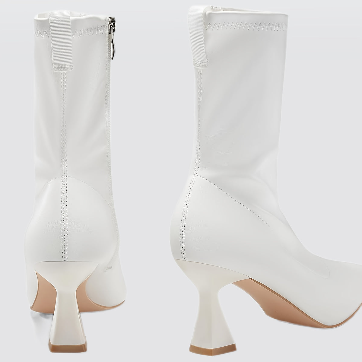 Elegant Women's Ankle Boots - Pointed Toe, Low Kitten Heel, Side Zipper Closure, Faux Cover Upper, Ideal for Office and Casual Wear, Casual Chic Footwear | Elegant Pointed Boots | Faux Cover Boots