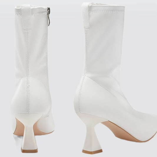 Elegant Women's Ankle Boots - Pointed Toe, Low Kitten Heel, Side Zipper Closure, Faux Cover Upper, Ideal for Office and Casual Wear, Casual Chic Footwear | Elegant Pointed Boots | Faux Cover Boots
