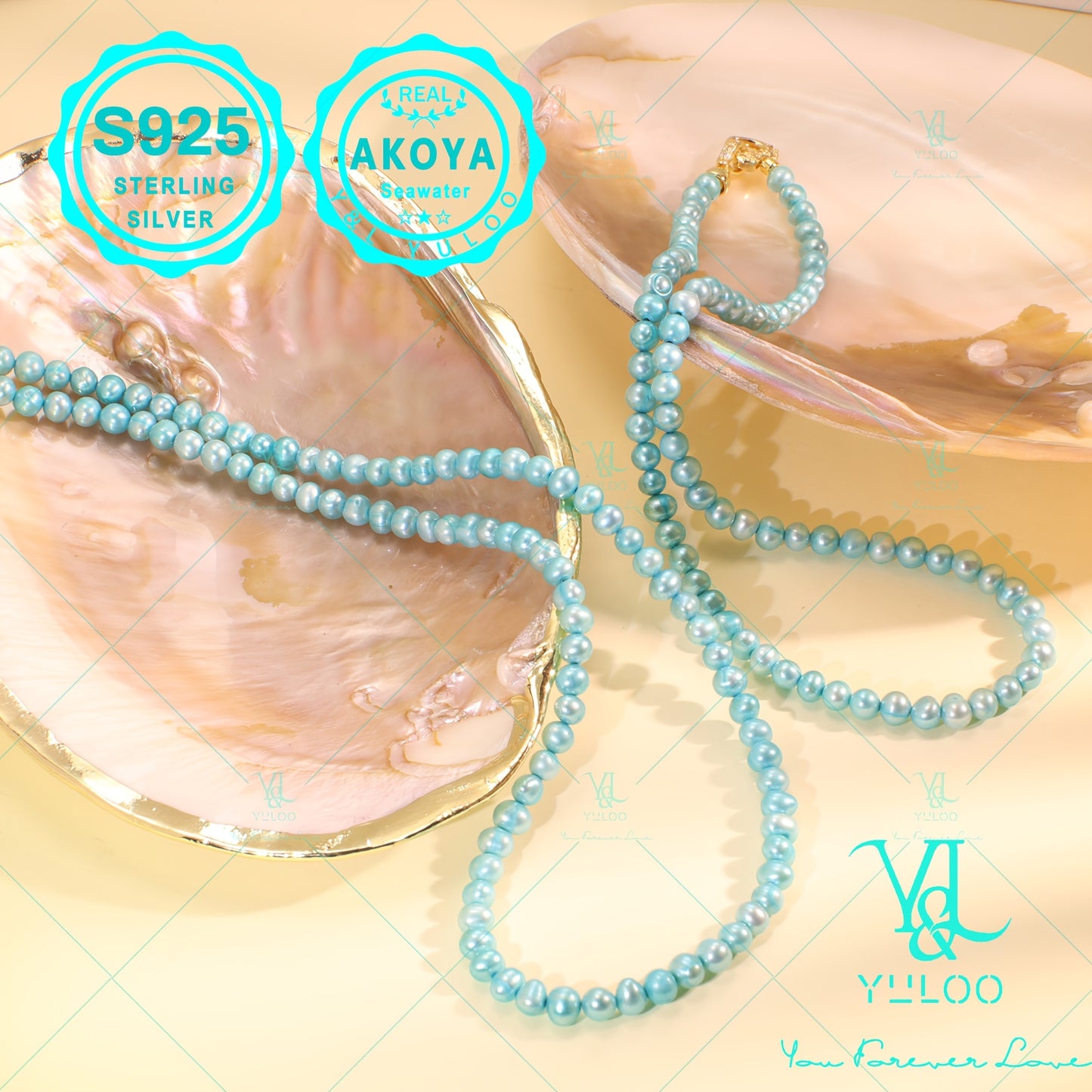 Natural Seawater Akoya Blue Saltwater Pearl Necklace, Women's Fashion Jewelry, S925 Silver, 16/18in, Women's Fashion Saltwater Pearl Necklace, Perfect Gift for Mother's Day, Wedding Anniversary, Valentine's Day, Or Any Other