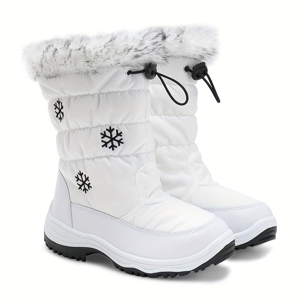 Girls' Winter Snow Boots with Plush Lining - Cute Pink & Snow Boots with Zipper Closure, Warm Mid-Top Round Toe Snow Boots for Girls, All-Season Outdoor Play, Hiking & Casual Wear, Winter Boots, Hiking Footwear, Stylish Footw