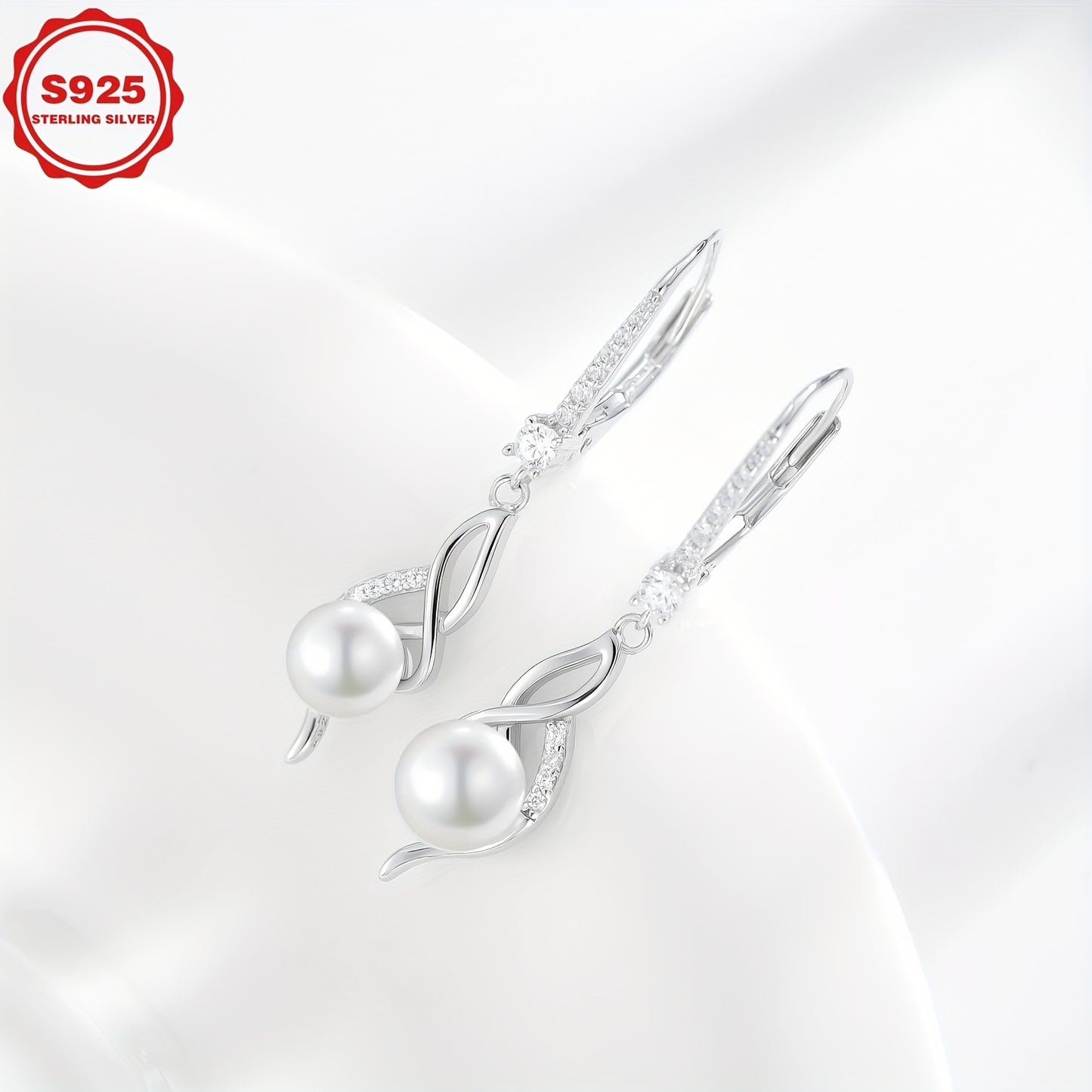 Freshwater Pearl Earrings for Women SS925 Sterling Silver Pearl Dangle Earrings Wedding Jewelry Gift for Bride Bridesmaid Wife Mom