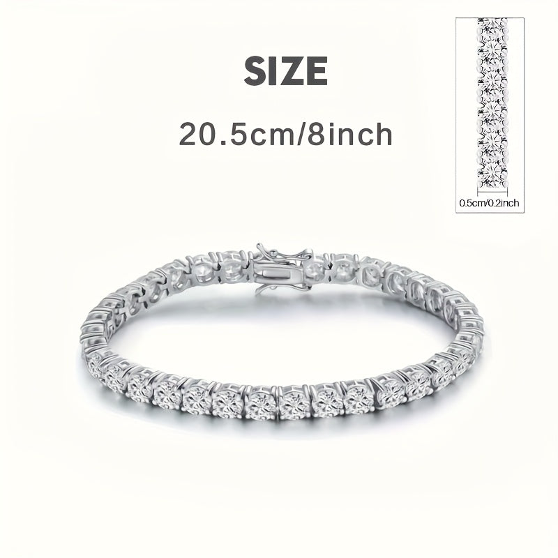 2pcs Moissanite Tennis Necklace Bracelet Set S925 Silvery with 32.9 Carats Moissanite 4 5Mm Wide, Suitable for All Occasions, Affordable And Noble Features Buy a Necklace And Get a Free Bracelet