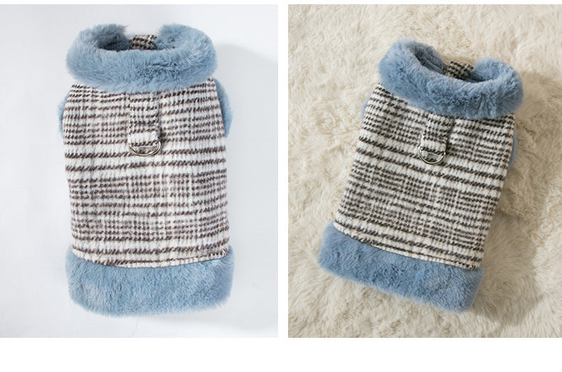 Small Dog Winter Jacket - Soft Tweed Fleece Coat with Pink Tweed & White Lining, Warm Snap Button Sweater for Chihuahua, Yorkie, Pomeranian, Poodle, Bichon Frise, French & Corgi - Cozy Pet Clothes for Cold Weather