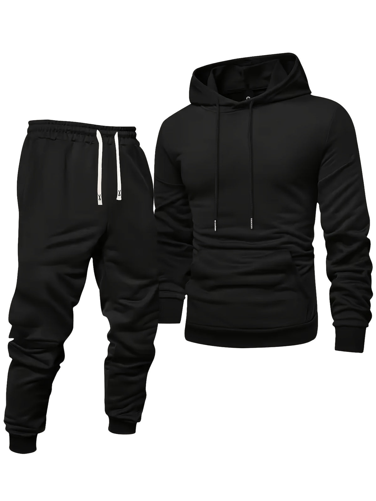 6pcs Collection for Men Featuring a Casual Sports Outfit for Autumn And Winter, Including a Solid Color Hooded Sweatshirt with Drawstrings And Matching Pants. Made from Knitted Fabric, This Regular Fit Set Is Machine Washable