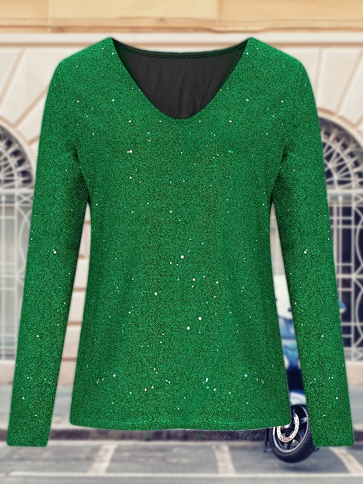 Women's Shiny Sequin Blouse - Sparkling Long Sleeve Shirt, Non-See-Through Loose Fit Top Suitable for Party & Casual Attire, Machine Washable Formal/Casual All-Season Versatile Outfit