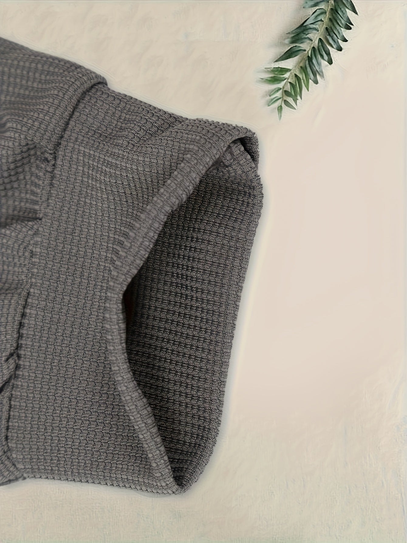 Three-Color Waffle Long-Sleeve And Long-Pants Crop Top Pajama Set for Women, Home Wear.