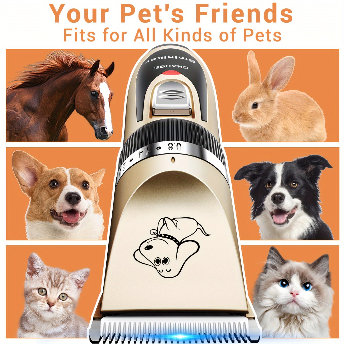Dog Grooming Kit Low Noise Rechargeable Dog Clippers for Grooming Cordless Dog Grooming for Dogs, Cats Golden, Professional Dog Grooming Clippers, Dog Clippers for Grooming Professional Kit, Dog Grooming Kit for Small Dog, Pe