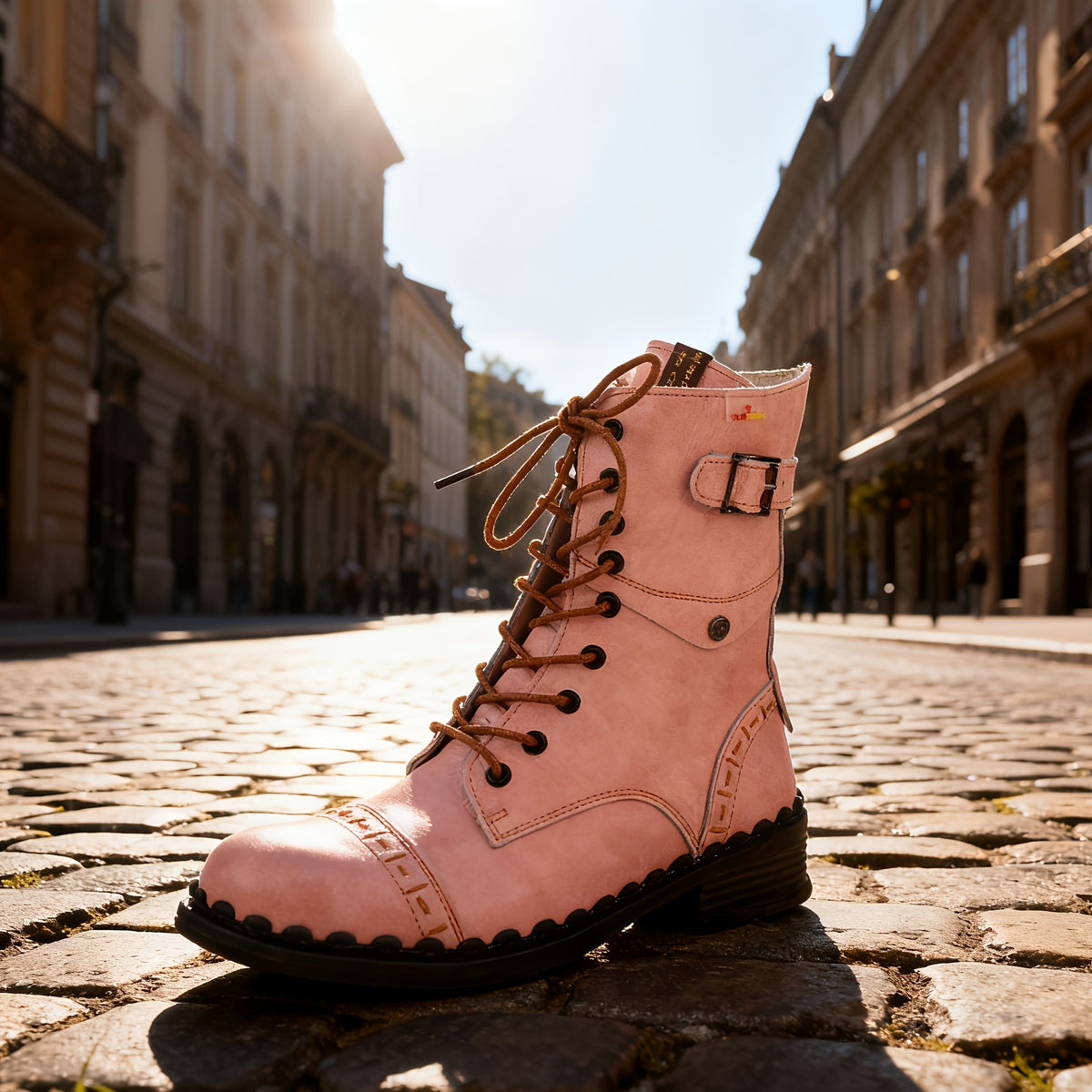 TMA EYES All-Season Round Toe Ankle Boots - Pink & Multi-Color Options, Genuine-Like Second-Layer Cover Upper, Zipper Closure, TPR Sole, Lace-Like Strap - Casual to Semi-Formal Short Boots for & Casual Attire
