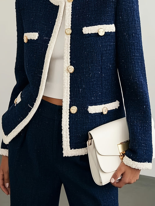 New Women'S Fashion Top in The Chic Elegant Style for Autumn And Winter, Suitable for Both Casual And Formal Occasions, Featuring Button Details And Pockets