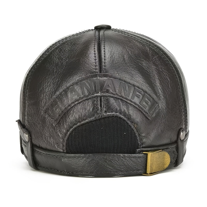 1 Genuine Leather Men'S Hat | Top-Grain Cowhide Casual Outdoor Baseball Cap with Adjustable Fit