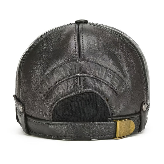 1 Genuine Leather Men'S Hat | Top-Grain Cowhide Casual Outdoor Baseball Cap with Adjustable Fit