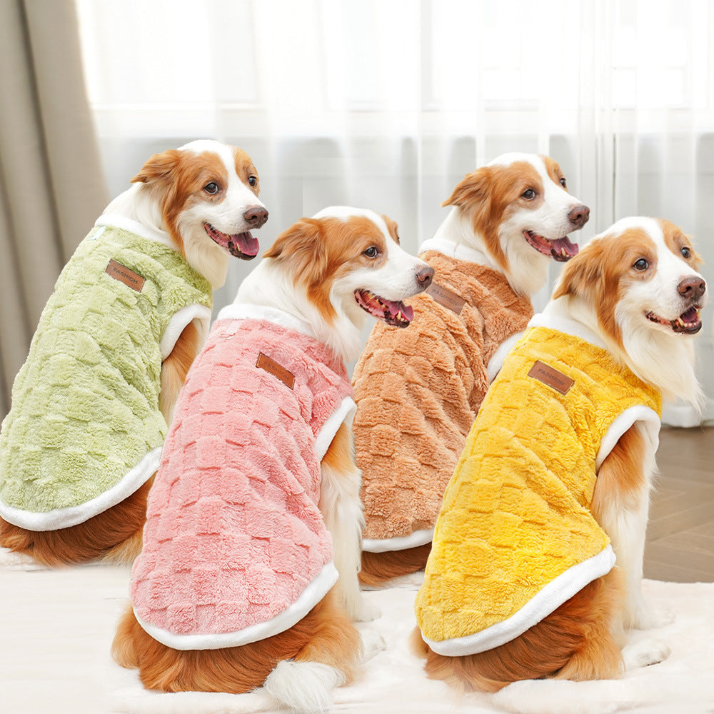 Winter Warm Plush Dog & Cat Clothes for Large Dogs & Cats - Cozy Sweater Jacket with Slip-On/Overhead Style, Cold Weather Apparel for Golden Retrievers, Durable Pet Outerwear for Autumn and Winter