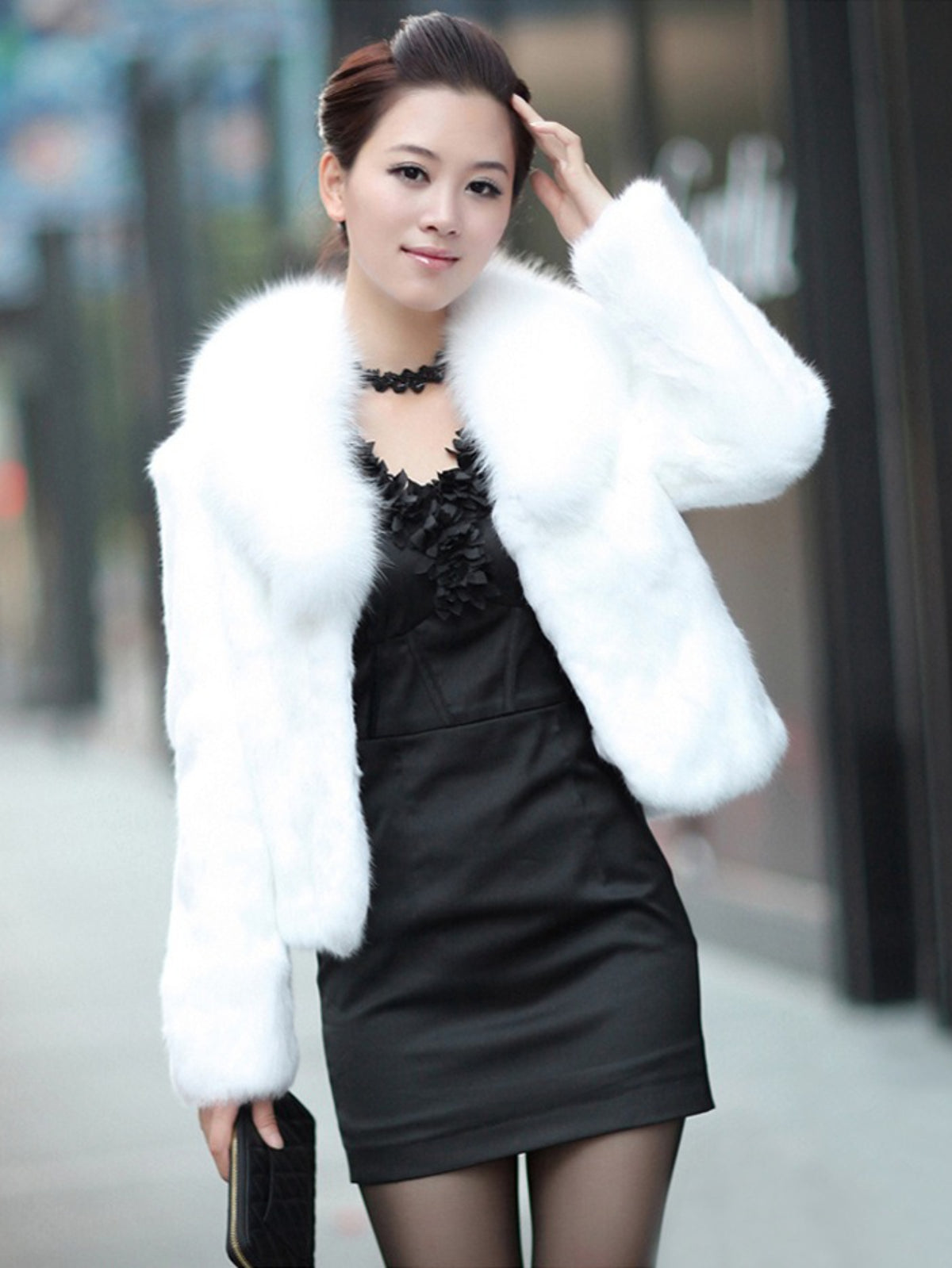 HERTALK Fur Fashion Women'S Clothing, Korean Style Faux Fur Coat, Short Fur Fox Fur Coat