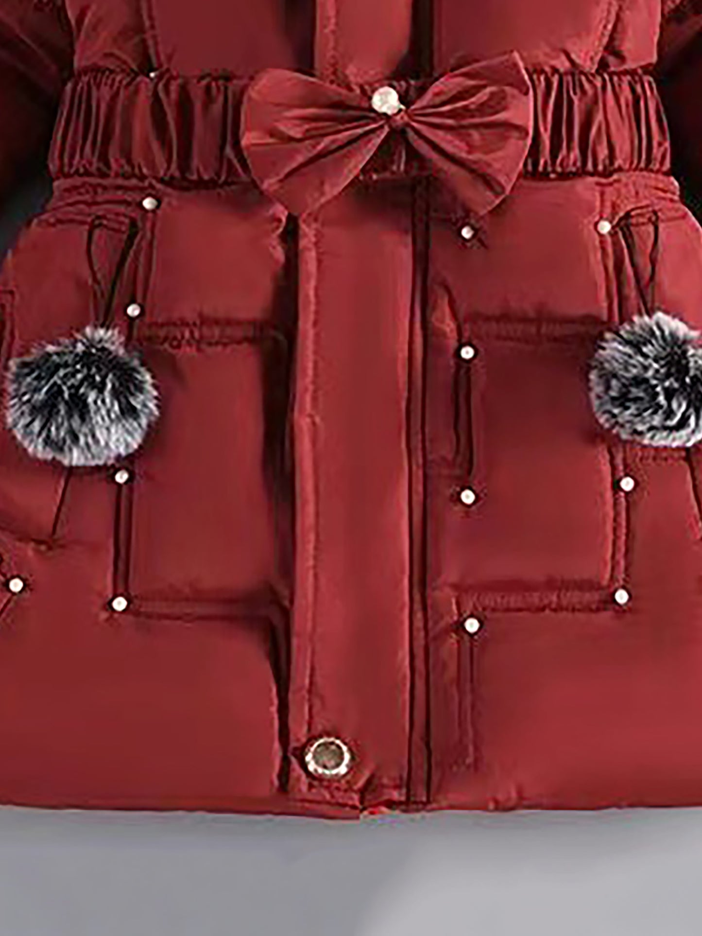 Girls' European & American Style Winter Coat - Thickened Warm Full-Zip Hooded Jacket with Full-Zip Closure, Windproof &, Winter Clothes For Girls