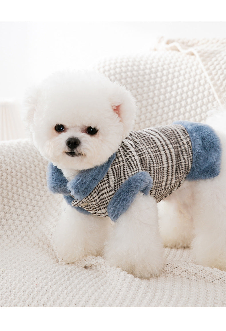 Small Dog Winter Jacket - Soft Tweed Fleece Coat with Pink Tweed & White Lining, Warm Snap Button Sweater for Chihuahua, Yorkie, Pomeranian, Poodle, Bichon Frise, French & Corgi - Cozy Pet Clothes for Cold Weather