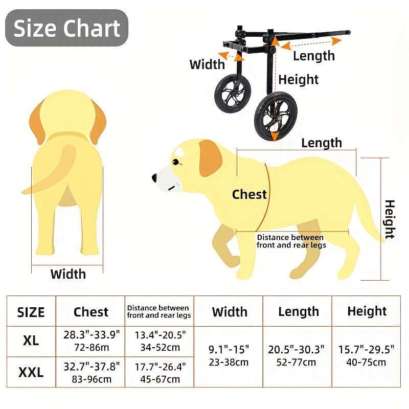 PetFusion Large Dog Wheelchair - Adjustable Support for Mobility-Impaired Pets, Aluminum Frame with Polyester Wrap, Rehabilitation, Pet Assistance