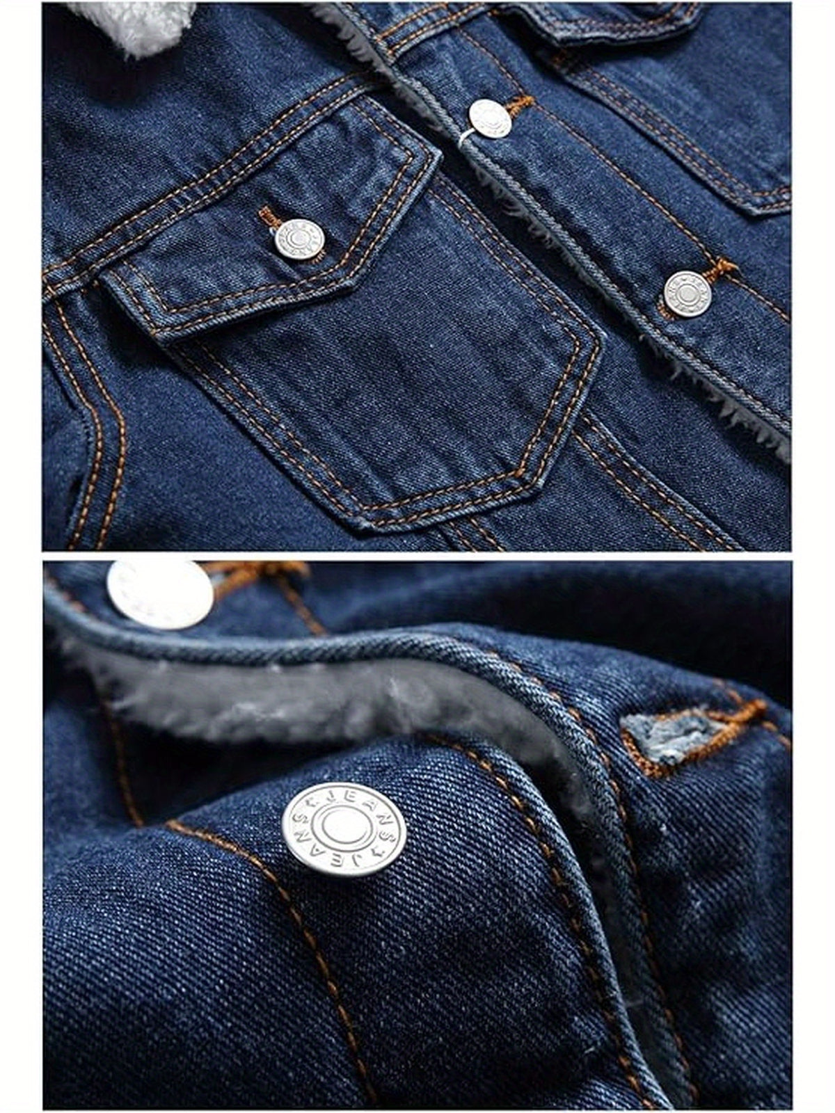 Men'S Fleece Lined Denim Jacket, Sherpa Lined Trucker Jean Coat For Cold Weather
