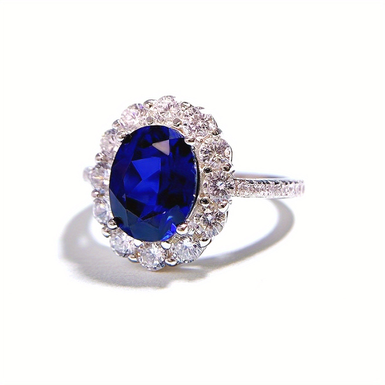 Ladies' Fashion Jewelry, Classic Artificial Sapphire Oval 7 * 9 Ring, Light Luxury Design, Elegant, Atmospheric, Trendy and Simple Ring, High Quality Jewelry for Women, Jewelry for Women High Quality Rings, Sapphire Jewelry f