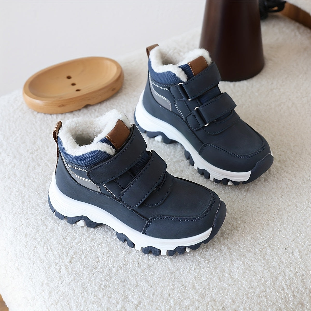 [Warm Boys' Winter Boots] Warm Boys' Winter Snow Boots | High-Top Plush Lining, Non-Slip TPR Sole for Snow, Ice, Hiking