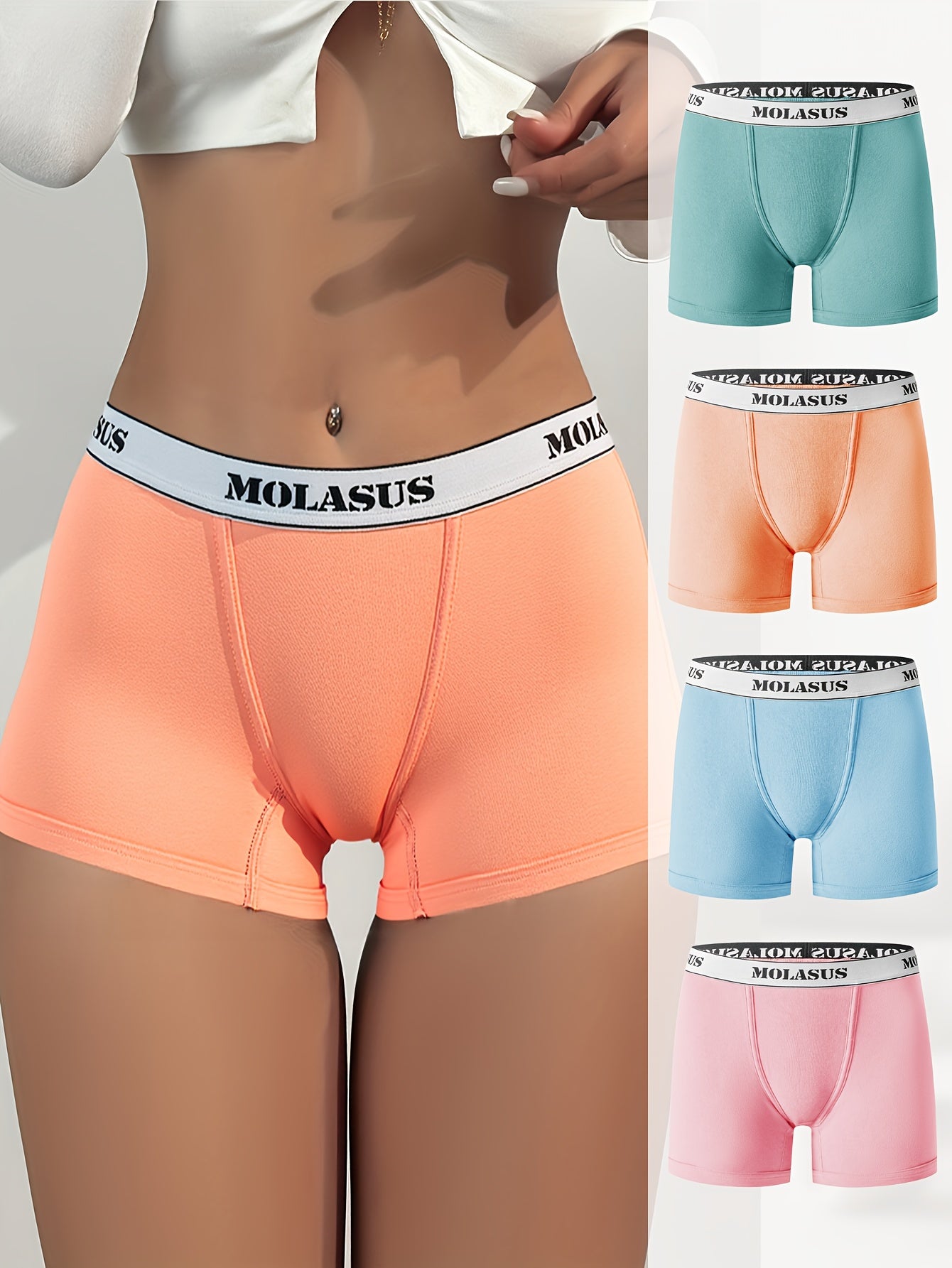 4-Pack Plus Size Women's Mid-rise Brief Underwear- Seamless Letter Waistband, Breathable Cotton/Spandex Blend, Comfortable Everyday Underwear, 1XL-4XL Size Range