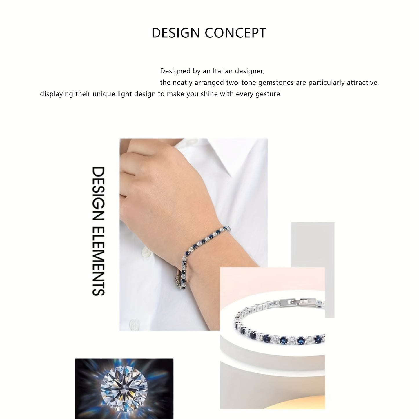 1pc Italian Luxury 925 Silver Moissanite Inlaid Bracelet, Designed And Hand-crafted By An Italian Designer, Is Perfect As An Anniversary Gift for Your Wife, Suitable for Various Occasions Such As Banquets, And Comes with A Be
