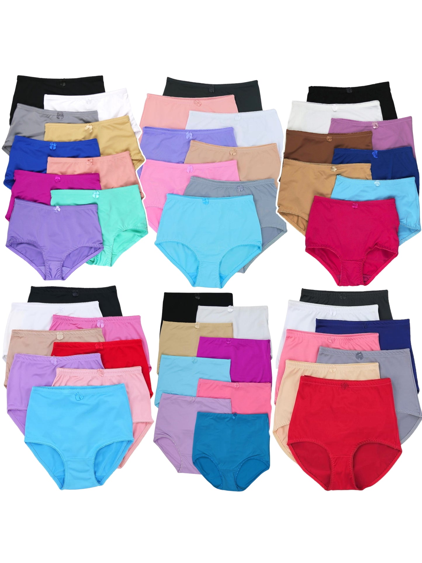Women's Pack of 6 Randomly Assorted Plus Size High Waisted Girdle Panty Briefs
