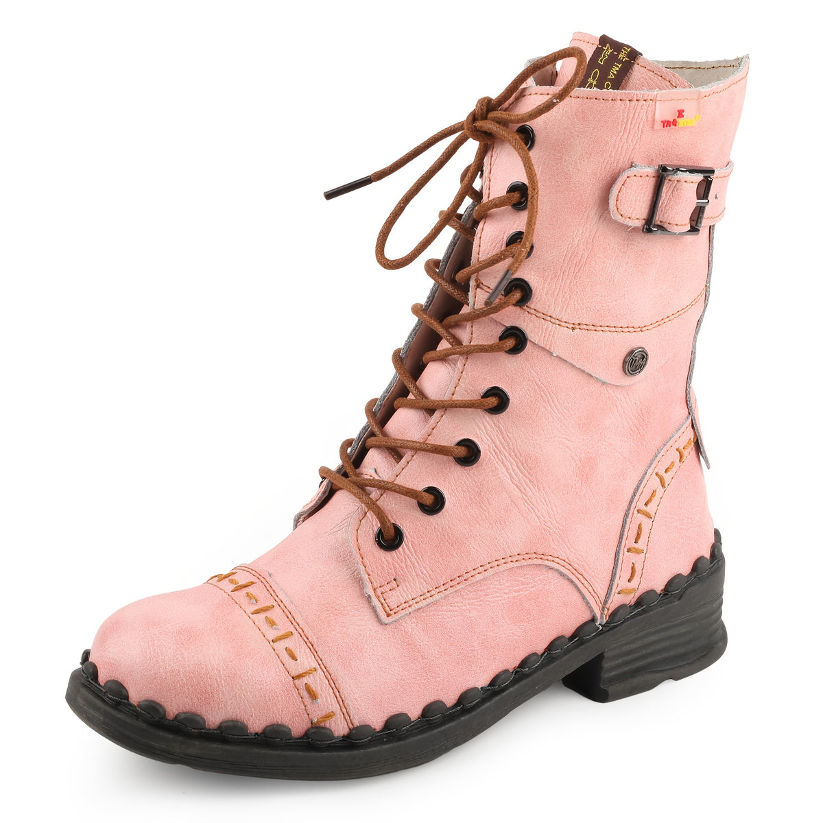 TMA EYES All-Season Round Toe Ankle Boots - Pink & Multi-Color Options, Genuine-Like Second-Layer Cover Upper, Zipper Closure, TPR Sole, Lace-Like Strap - Casual to Semi-Formal Short Boots for & Casual Attire