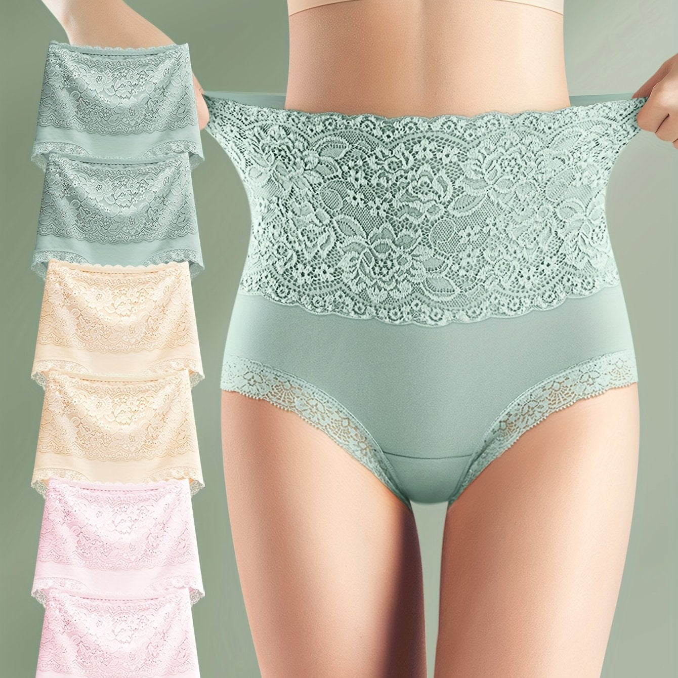 6pcs Jacquard Non Pinch Hip High Waist Everyday Lace Women'S Panties Panties for All Seasons, High Cut Panties for Women, Womens Plus Size Panties, Frilly Panties, Underwear for Women, Satin Panty for Women, Daily Wear Pantie