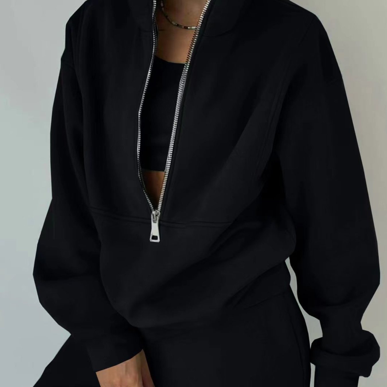 Fleece Set- Women'S Casual s Two-Piece Fall 2025, Clothing Set, Casual Wear, y Look, Cozy Outfit, Fleece Material, Warm Fabric, Women'S Top, Matching Set, Enthusiasts, Fall Wardrobe