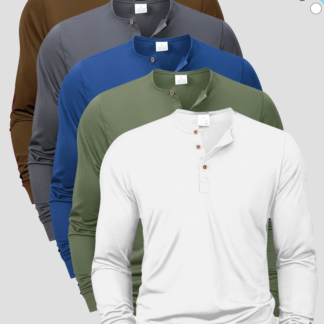 [Men's T-Shirts Set] A Set of Five Versatile Men's T-Shirts Featuring a Henley Style, with a V-Neck Design And Buttoned Half-Open Chest. These Long-Sleeve Shirts Are Easy Yet Stylish, Perfect for Everyday Casual Wear, Sports,