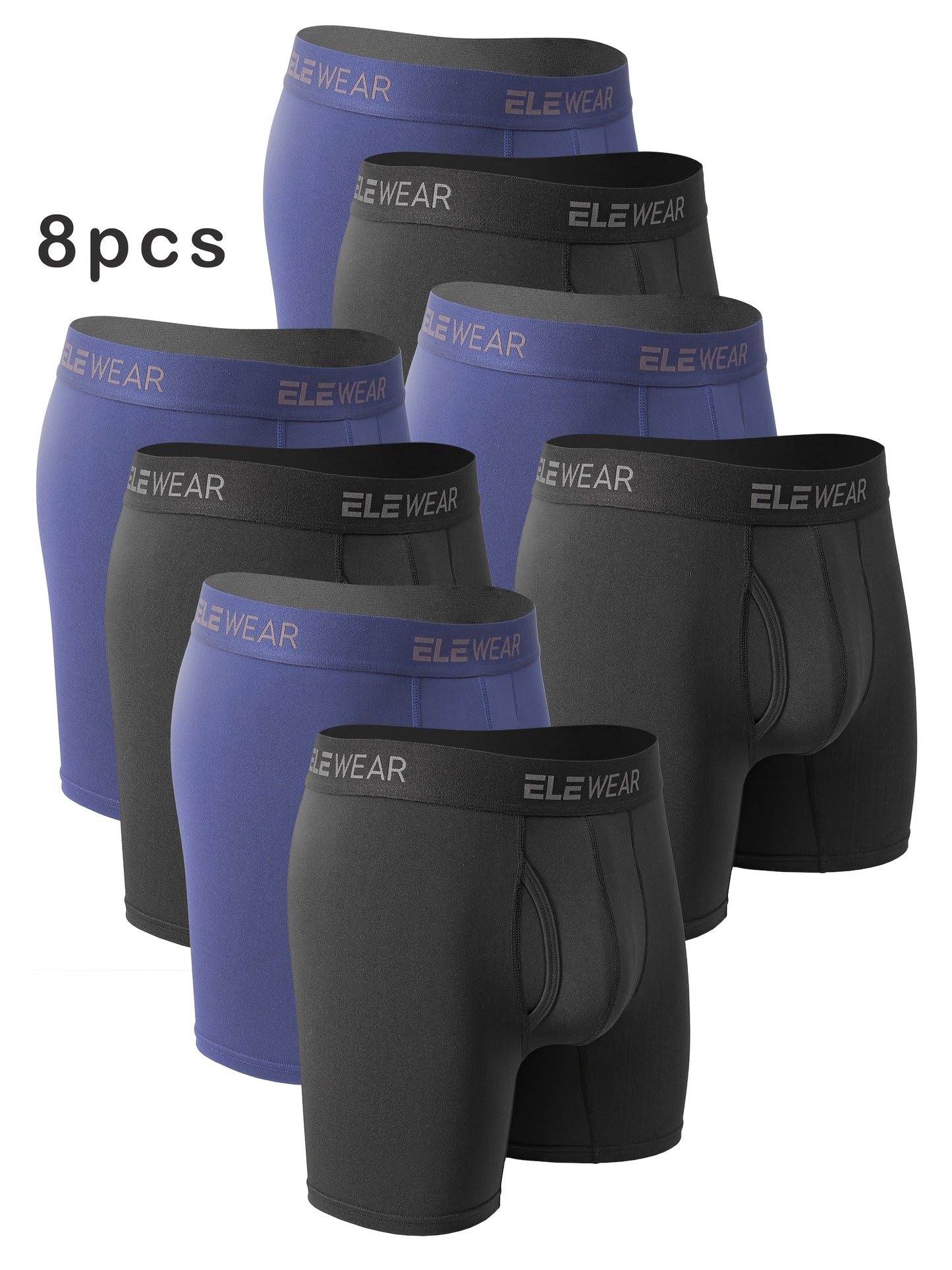 [Quick-Dry Sports Underwear] 8pcs Men's Boxer Briefs, Side Opening, Moisture-Wicking, Quick-Dry Sports Underwear