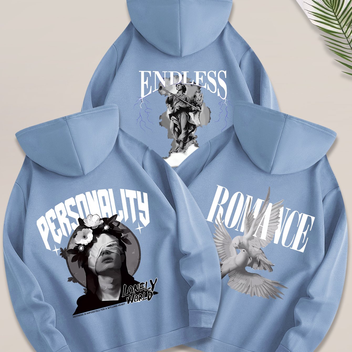 Three-pc 100% Polyester Men's Micro-Stretch Casual Sportswear • Soft and Comfortable Hooded Sweatshirt • Machine Washable Loungewear Top • Classic, Stylish, and Versatile • for Outdoor Activities