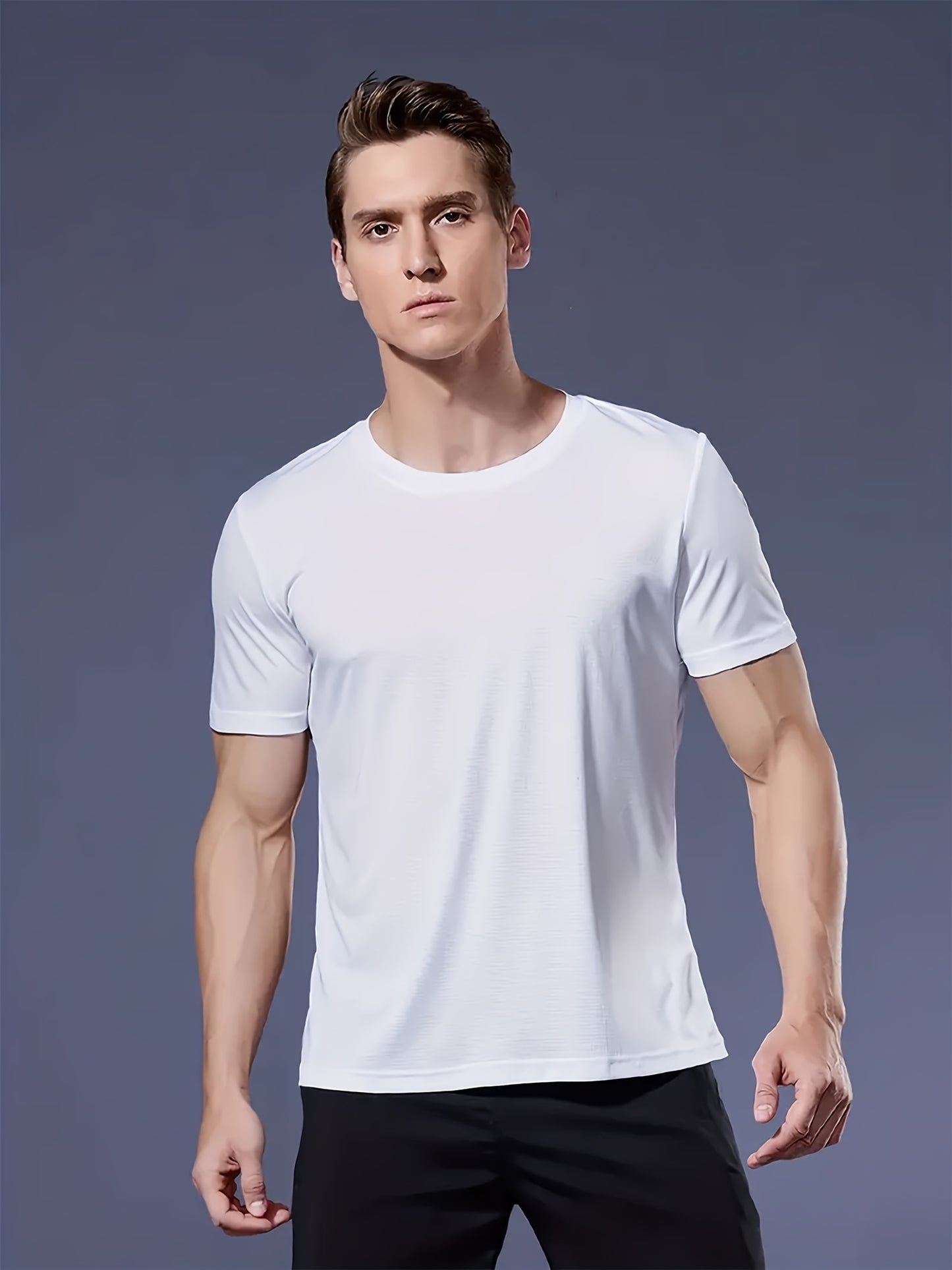 16pcs Red-Black-Army-Green-Camo-Black-White-Gray-Red-Black-White-Army-Green-Camo-Army-White-Gray Mixed Colors, Ultra-Light Men's Crew Neck T-Shirt - Quick-Drying, Breathable, Sweat-Wicking Shirt, Suitable for Fitness, Gym, an