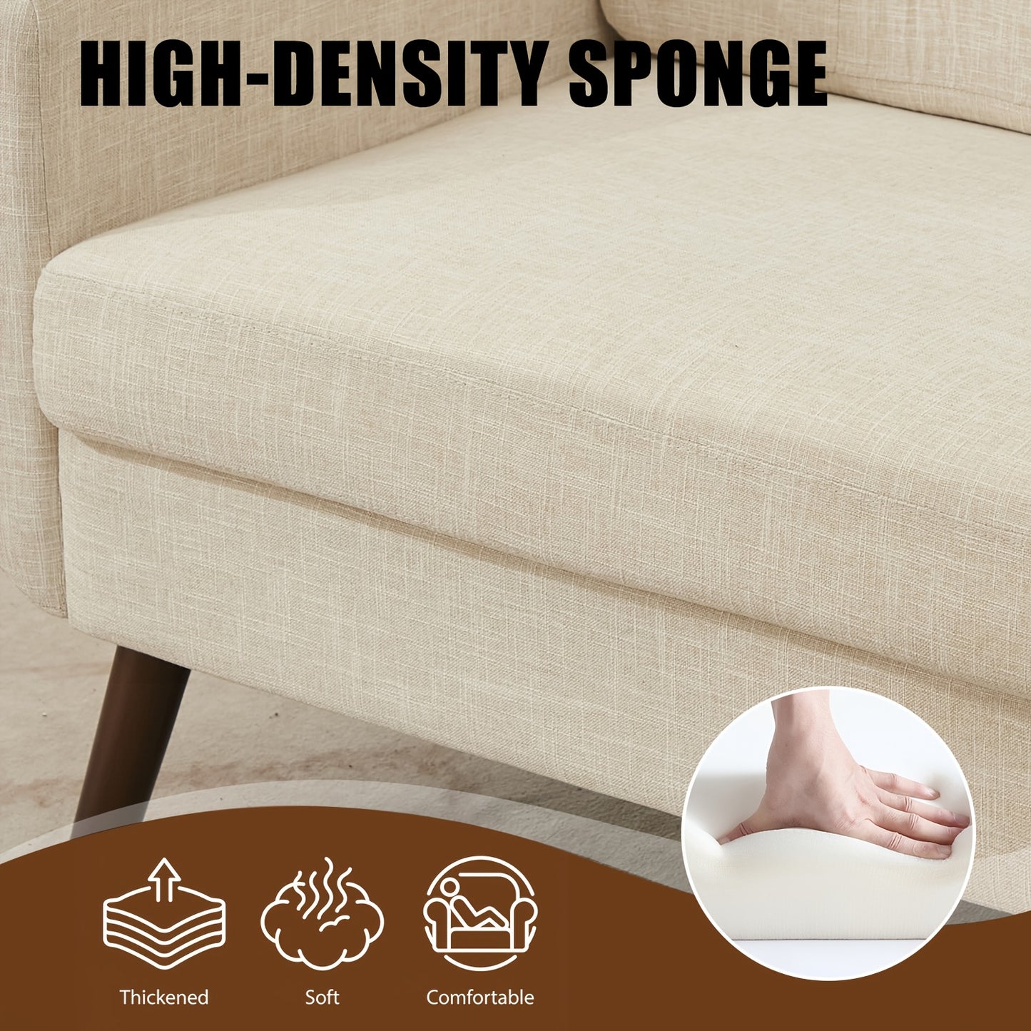 Mid Century Modern Loveseat, Button Tufted Accent Sofa, Small Couch for Living Room, Office & Small Spaces, A Top Choice for Christmas Gifts.