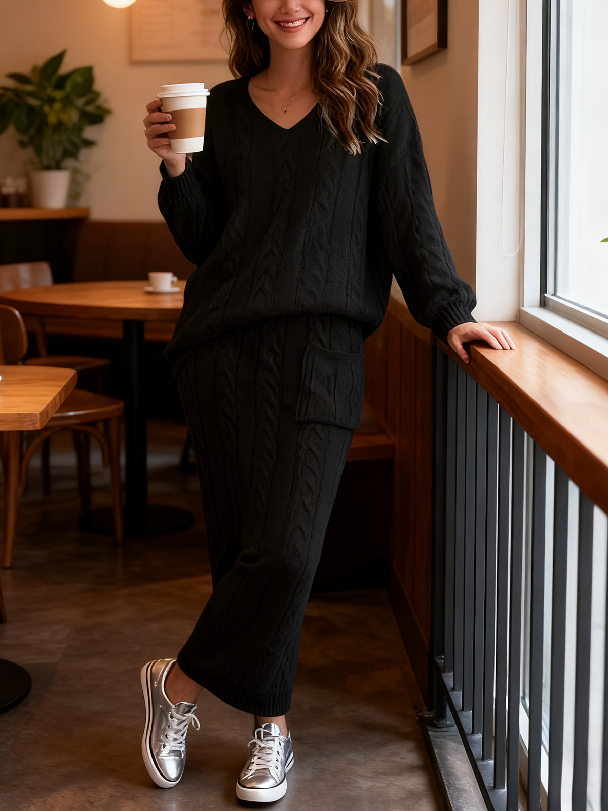 Autumn Winter New Women'S Fashion European and American Style Braided Sweater Set Dress In Stock